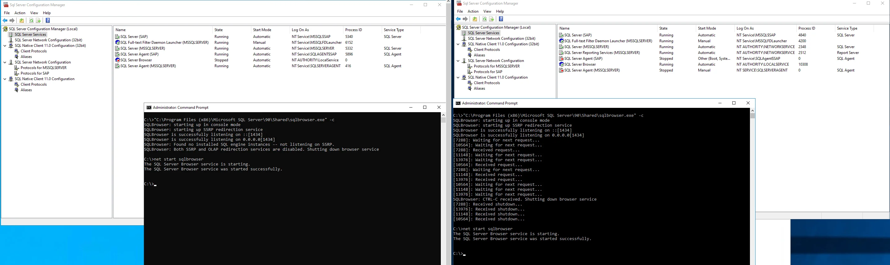 Left side is SQL Server 2019 where it broke, SQL Server 2014 where it's still working as expected on the right