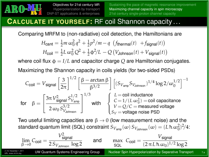 Shannon capacity associated to RF coil detection