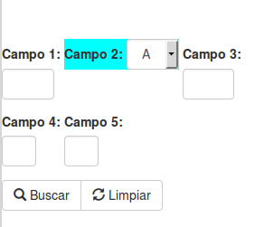 Así nos queda utilizando display: inline-block; , es decir, .form-group-inline