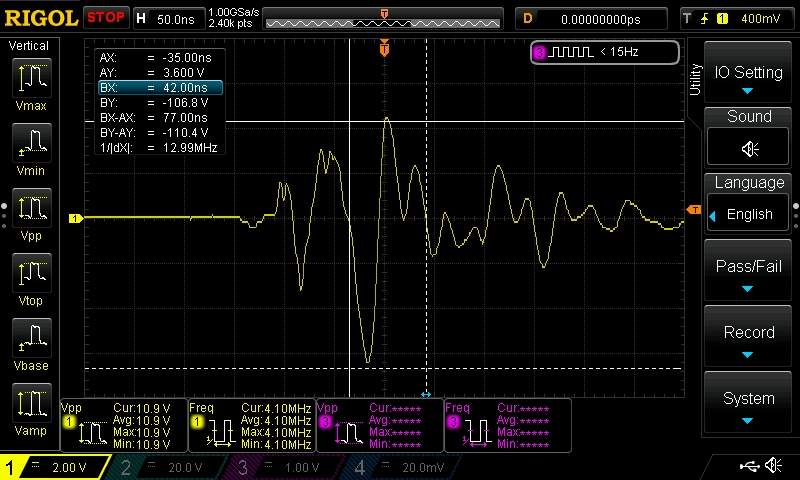 Screen grab of voltage a point A.