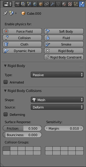 The Physics settings for everything else.