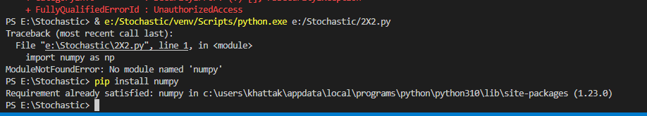 python - No module named 'numpy': Visual Studio Code - Stack Overflow