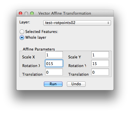 Affine Transformation dialog