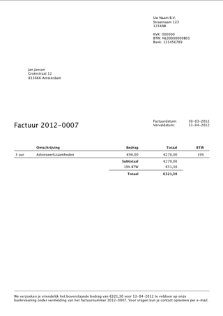 sample invoice