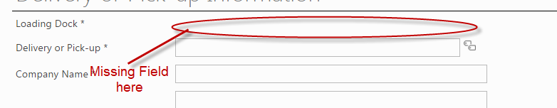 Displaying missing Field