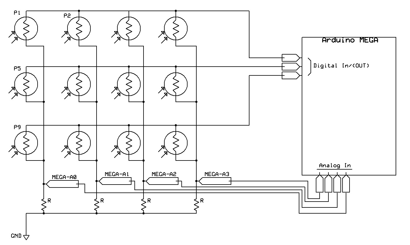 Schematic with a LDR matrix