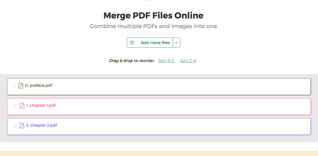 Merge PDF files with table of contents