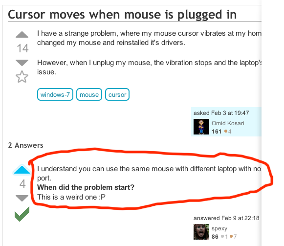 I understand you can use the same mouse with different laptop with no ... port. When did the problem start? This is a weird one :P