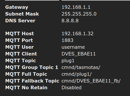 Tasmota MQTT Config 2