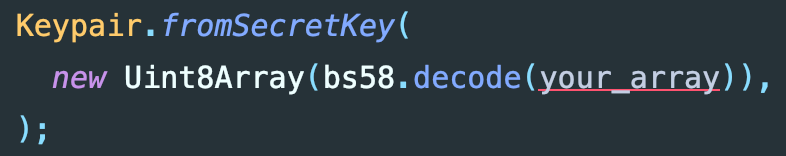 fromSecretKey method