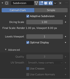 Subdivision modifier