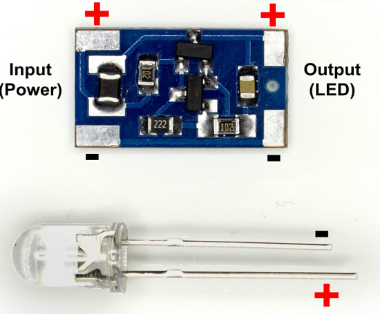 picture of a small all-surface-mount single-inductor Joule Thief populated circuit board.