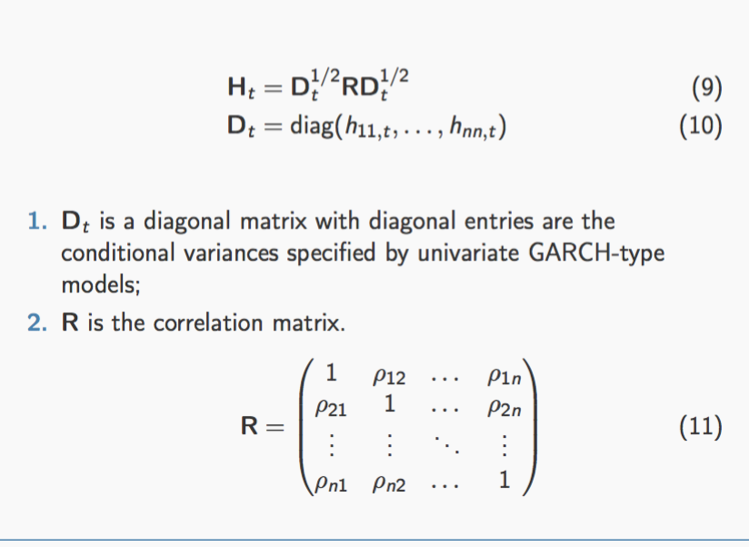 Definition of the covariance matrix in CCC-GARCH model