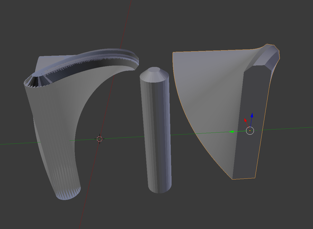 Screw Modifier w/ Mesh (Left) - Bit Shape (Middle) - Screw Modifier w/ Profile (Right)