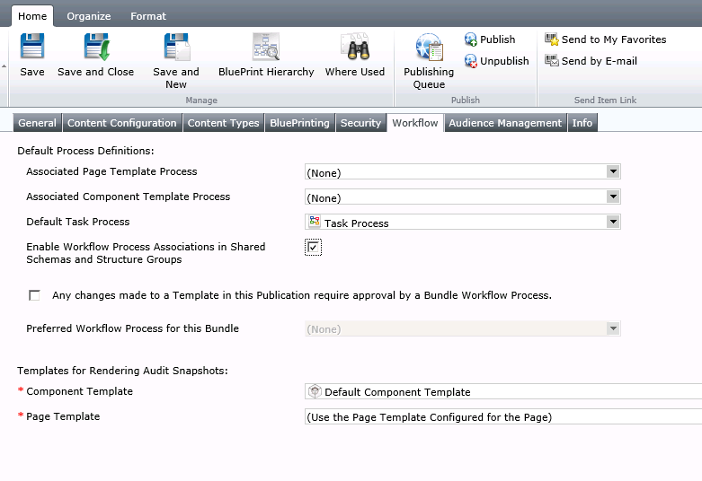 Enable or disable workflow sharing in Publication settings