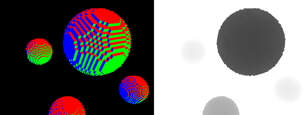 Rendering of a voxel sphere