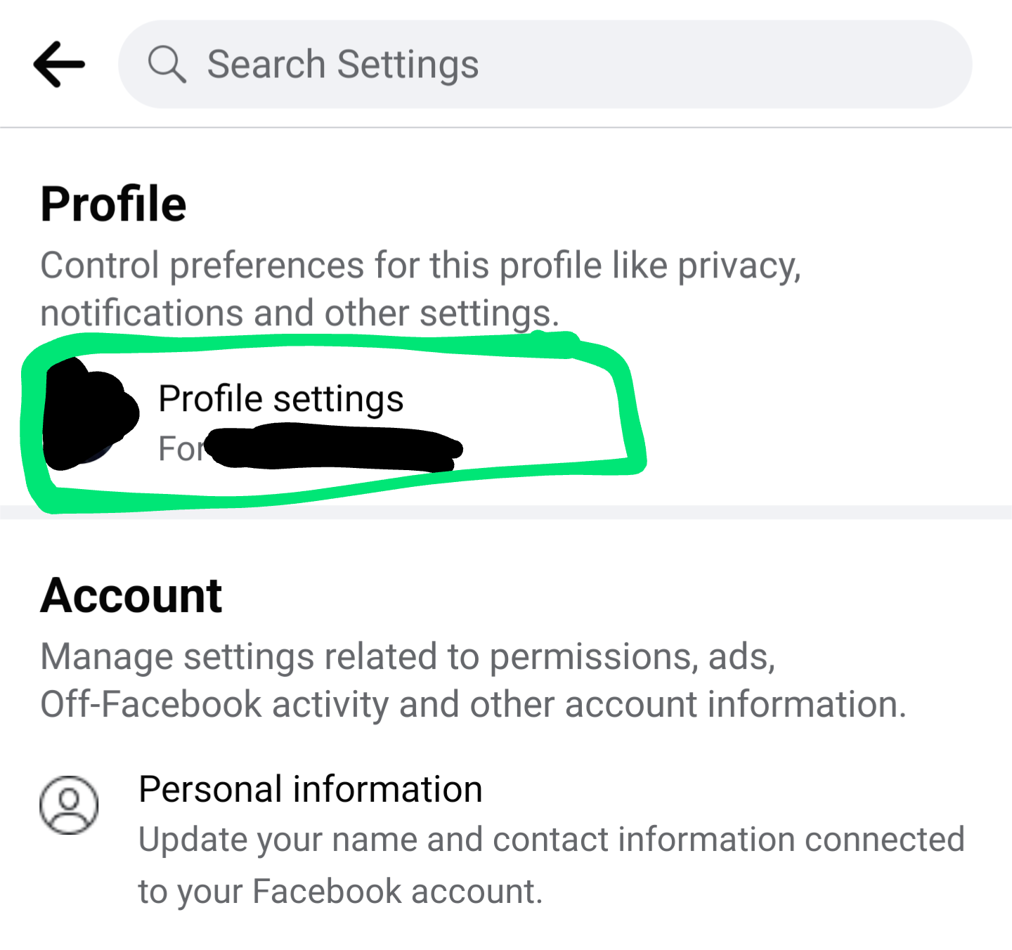 Profile settings