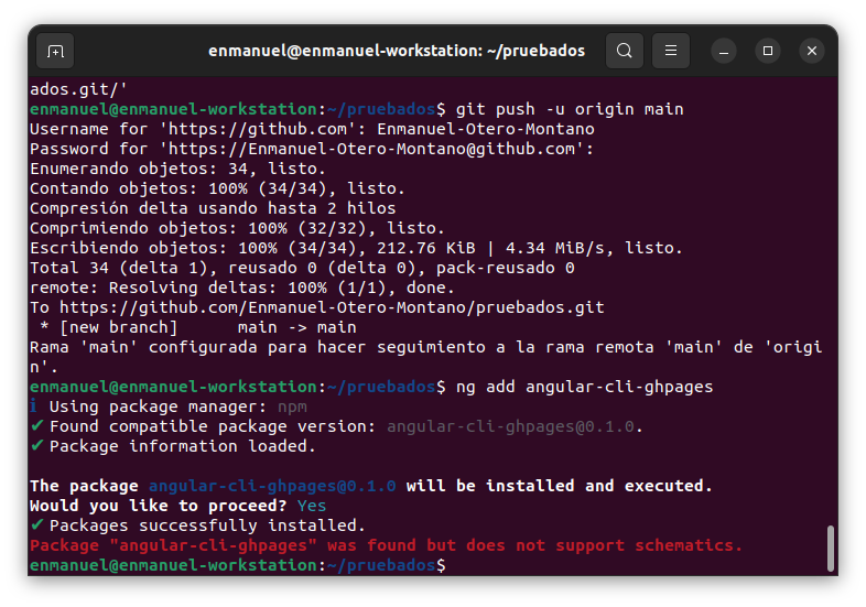 Me dice que encontró angular-cli-ghpages, pero que no soporta schematics