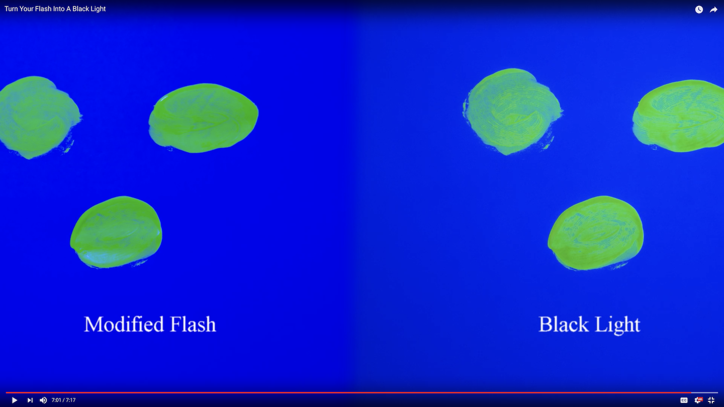 Screenshot of DIY blacklight filters for flash