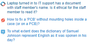 Snapshot of the Hot Network Questions on Stack Overflow