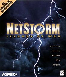 Netstorm poster, night sky with a lightning bolt