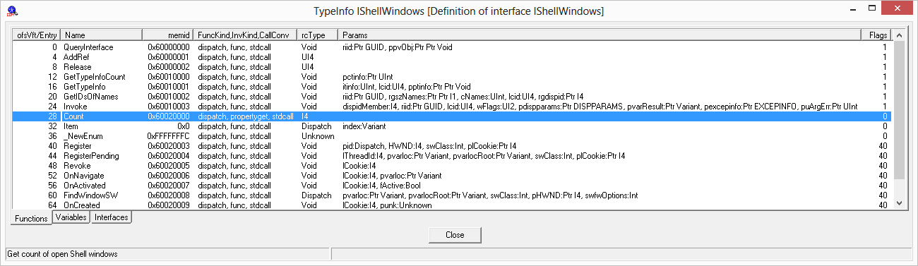 <code>IShellWindows</code> vtable in COMView