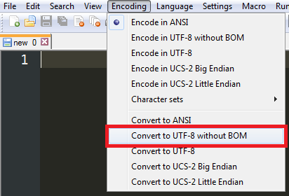 utf8 sem boom notepad++