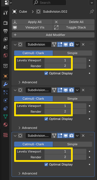 subdiv levels