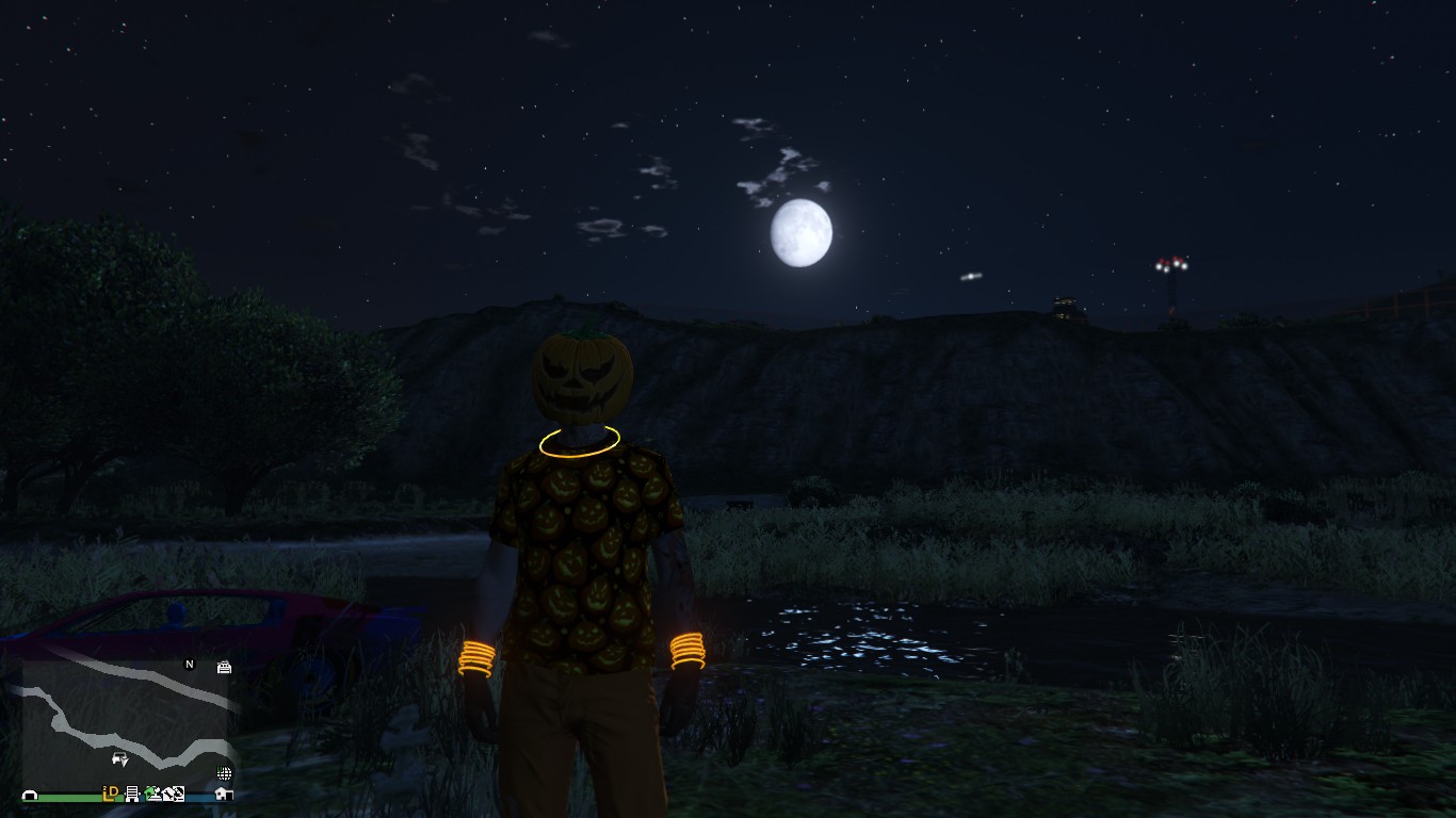 screenshot of Jack O’ Lantern-themed GTA Online character