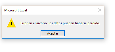 Error al abrir el archivo excel