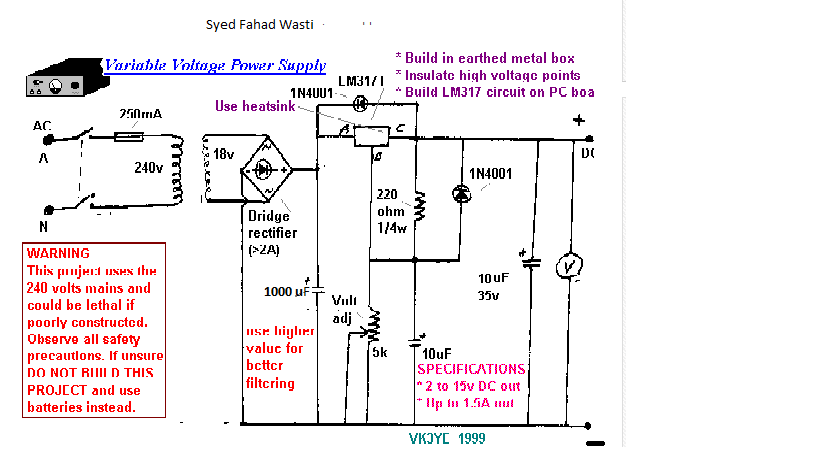 Circuit Diagram for Variable DC supply