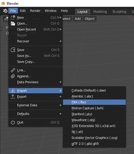 File > Import > FBX (.fbx)*