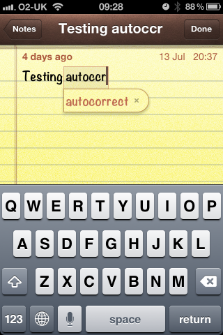 Autocorrect notes example