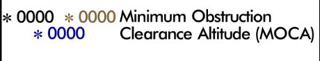 Section of the FAA Low Enroute Chart legend showing the symbology for a Minimum Obstruction Clearance Altitude, consisting of the the altitude in hundreds of feet preceded by the asterisk symbol