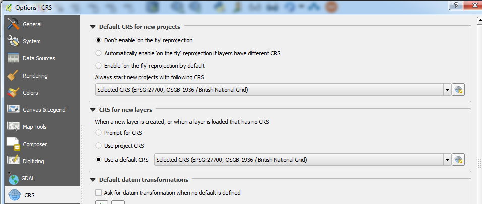 CRS options