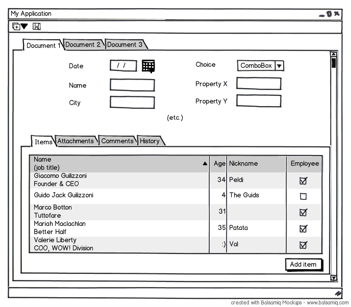 tabbed MDI app mockup