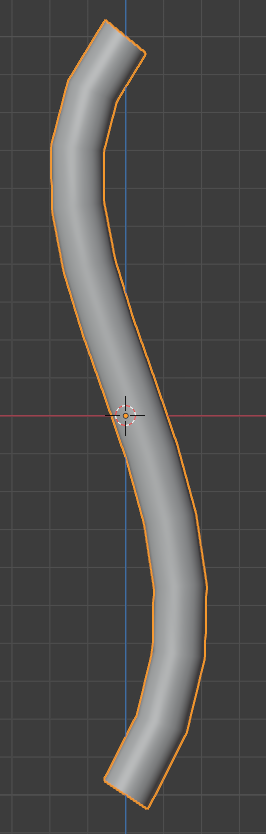 A bezier curve with a depth of '0.07 m' after it has been converted into a mesh