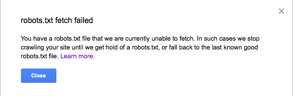 robot txt fetch failed