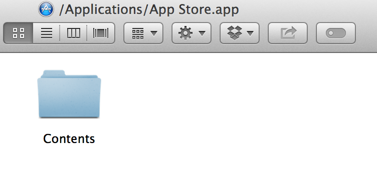 Screenshot showing only content, "Contents" folder.