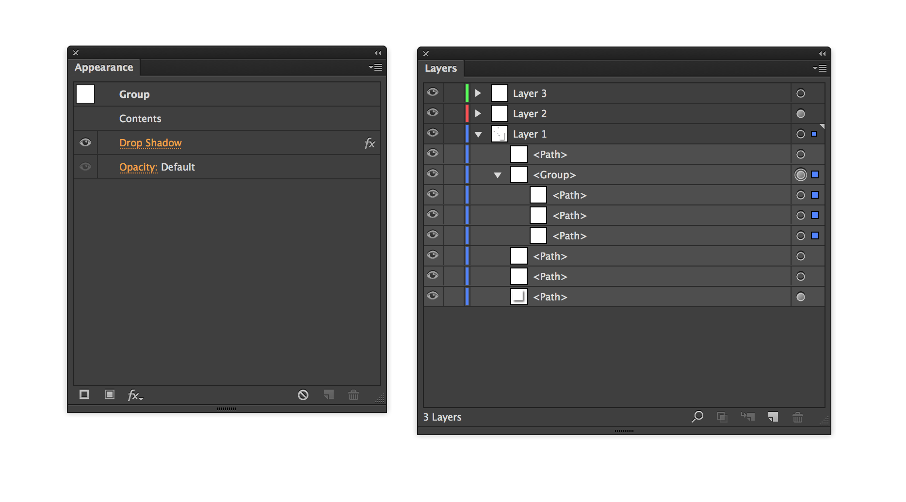 Layers and Appearance Panels