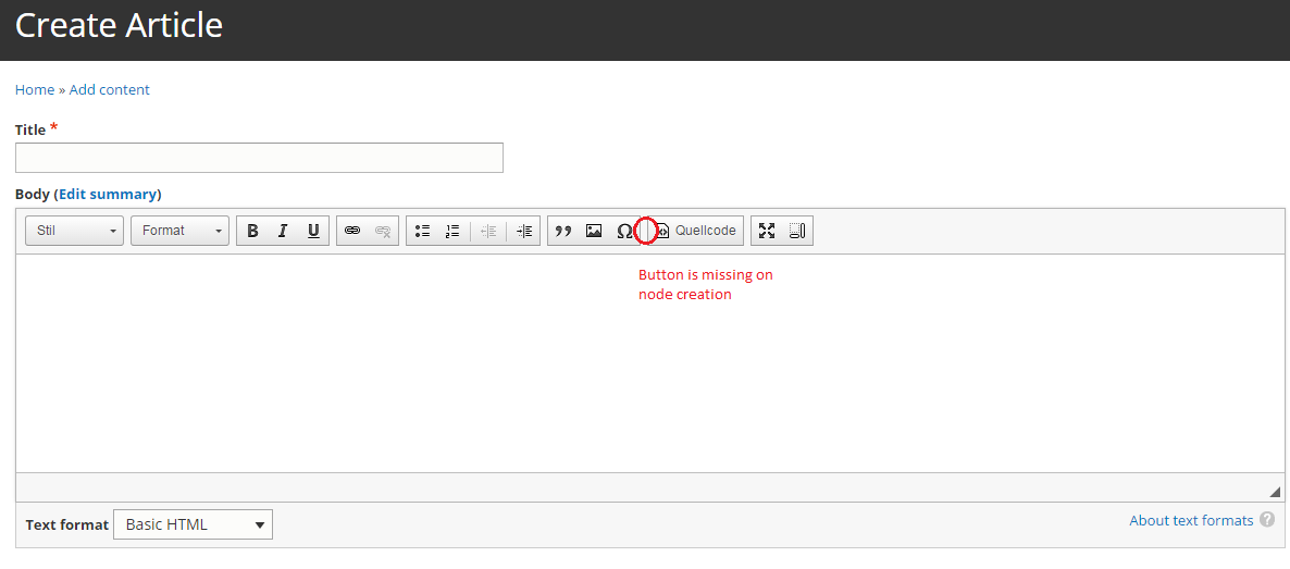 my custom button is missing in node creation