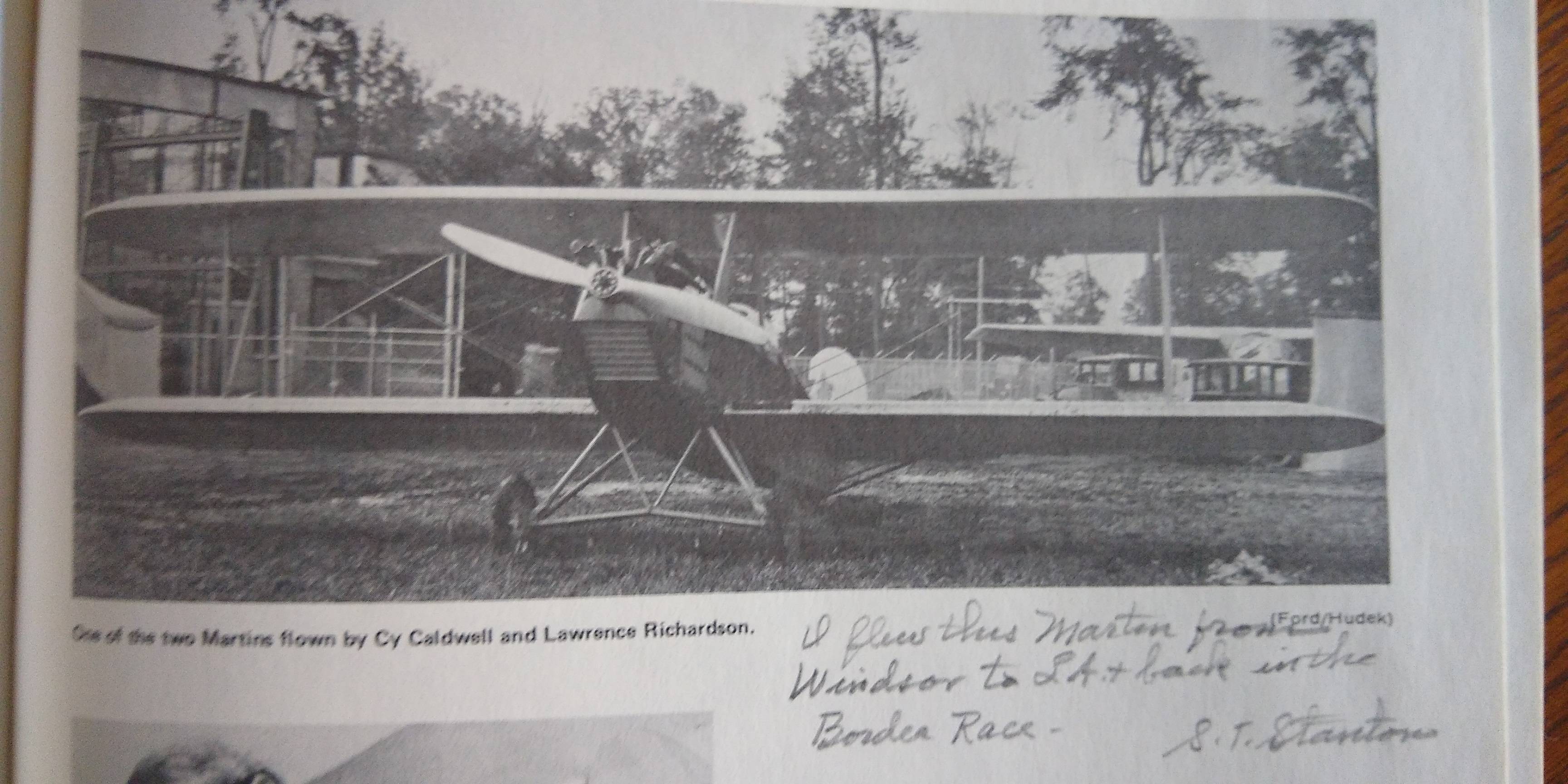 Martin 70 Commercial with note found in S T Stanton's copy of Lesley Forden's Ford Air Tours 1925-1931