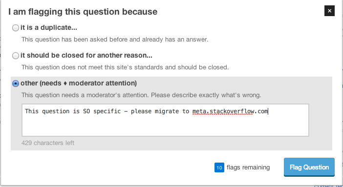 Flag other: This question is SO specific - please migrate to MSO