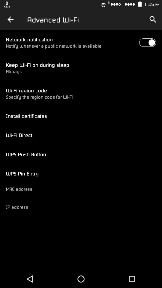 Wi-Fi Advanced Settings