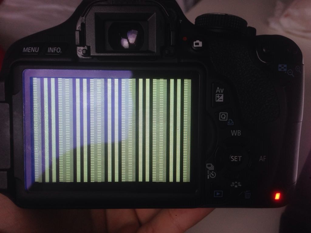 photo of LCD display obscured with striped pattern