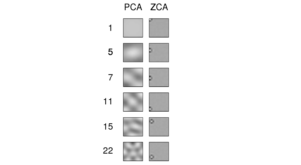 PCA and ZCA in Bell and Sejnowski 1996