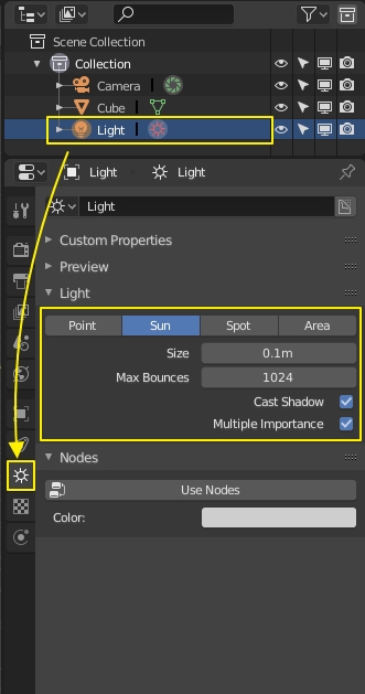 Blender 2.8 Light Settings Cycles