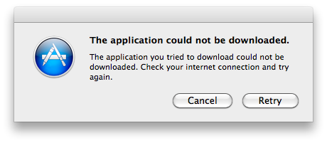 The application could not be downloaded.