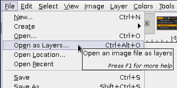 gimp - open as layers