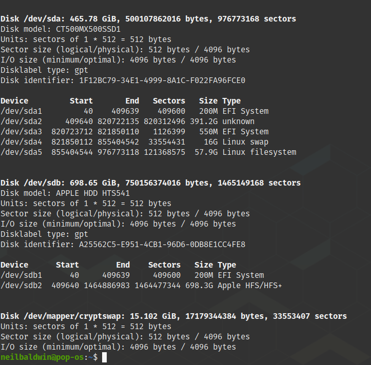 fdisk -l